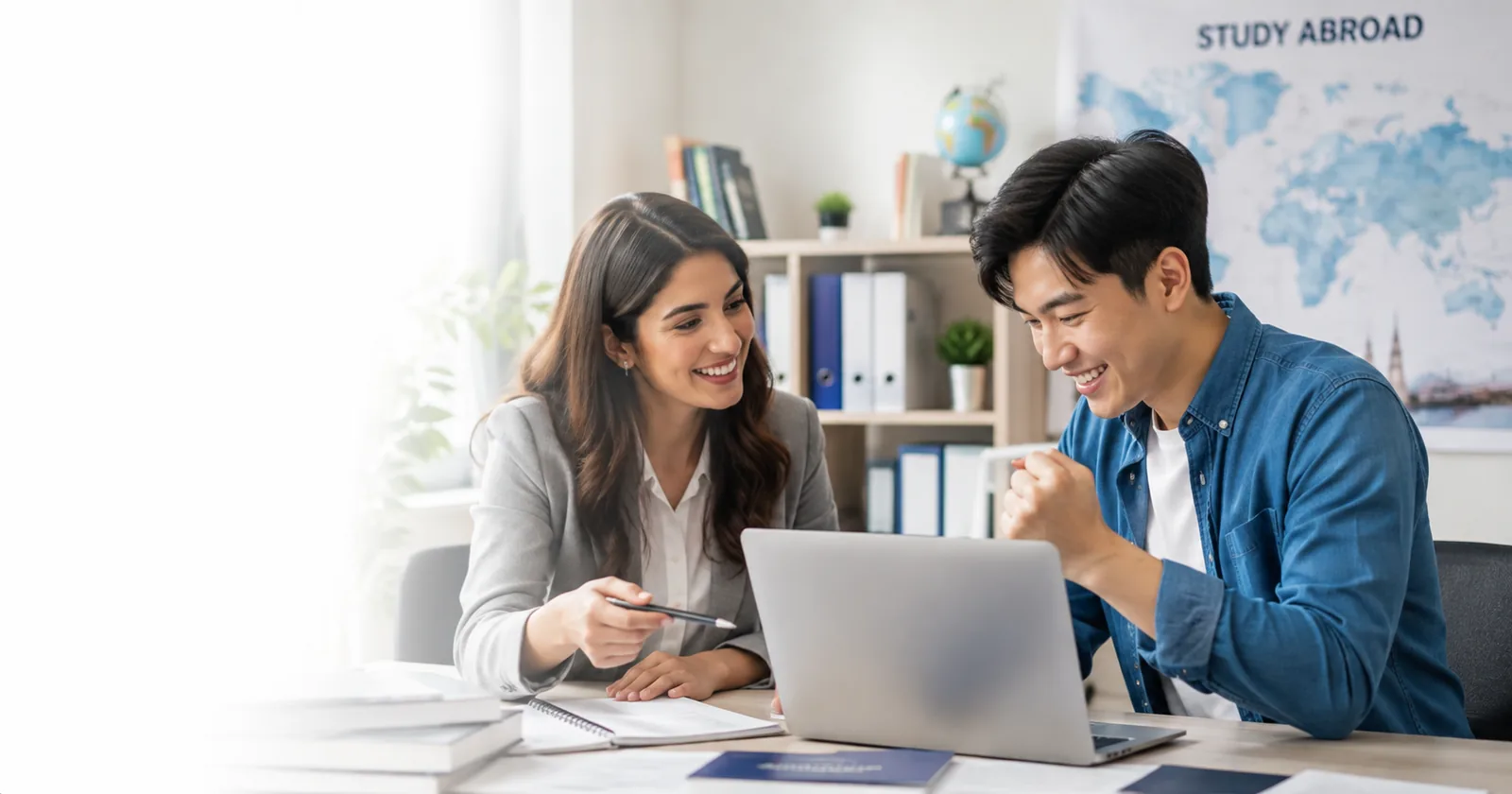 Education consultants guiding a student